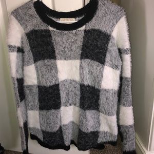 Checkered Fuzzy Sweater